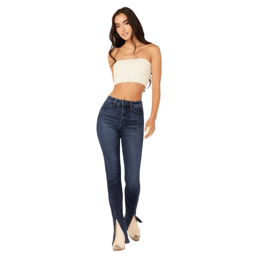 Flying Monkey High Rise Slim Straight Jeans Women’s 28 Split Hem